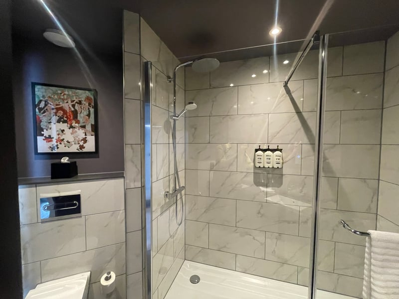 A spacious bathroom in one of the hotel's suites.