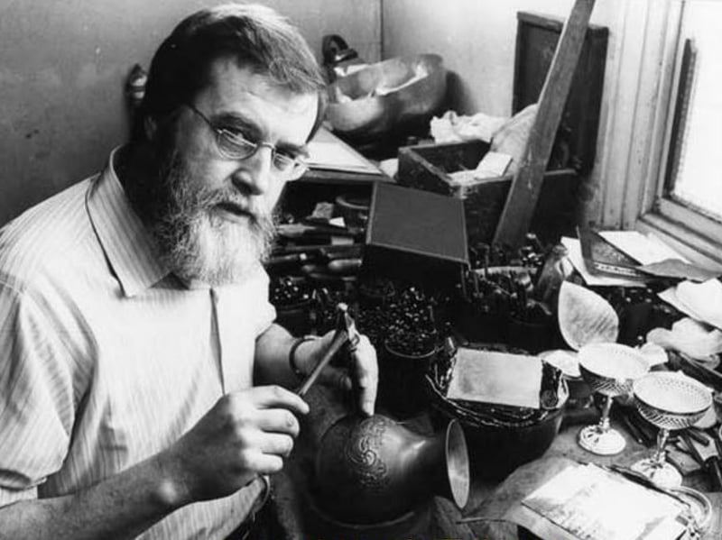 William Richardson, a silver chaser who was one of Sheffield's Little Mesters, pictured in 1985