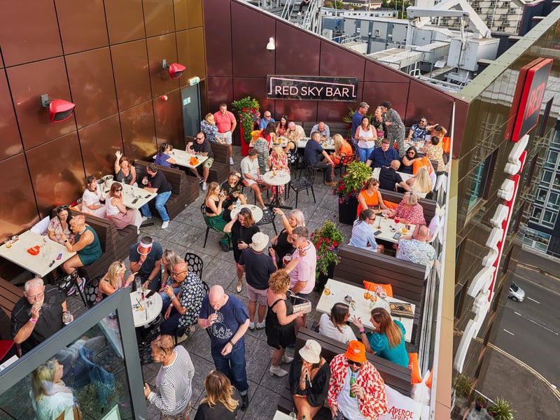 Red Sky Bar in Glasgow is known as a fabulous summer spot, hosting some of the city's best DJ sets, with a view of Clyde.