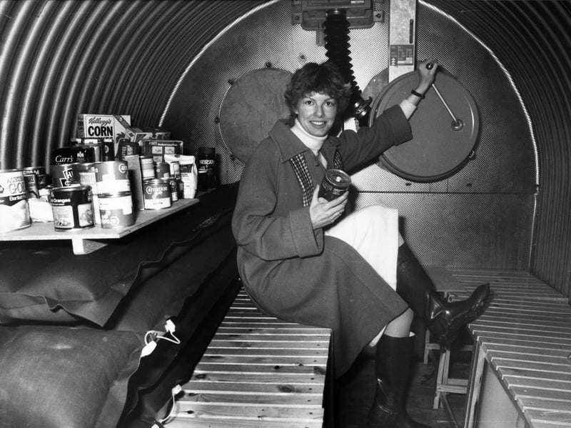 A woman in one of the government approved nuclear shelters in York, in January 1981