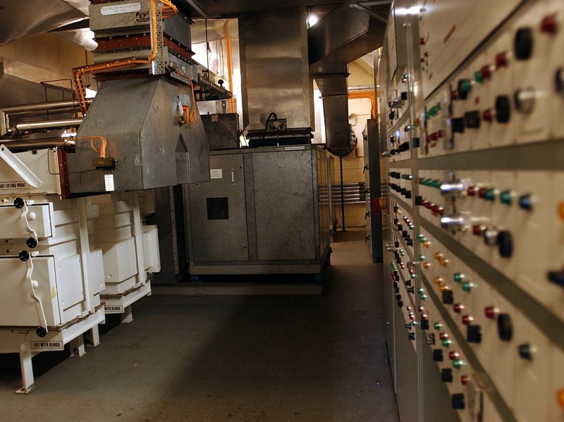 The plant room in an underground nuclear bunker which went up for sale in Goosnargh, near Preston, Lancashire, in 2004