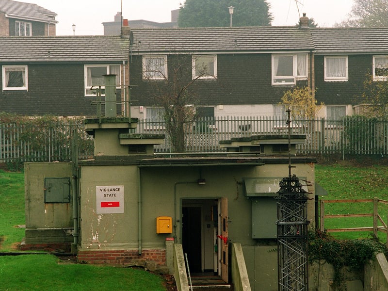 Houses look out onto a nuclear bunker at Shelley House in York, which was still in use until 1991