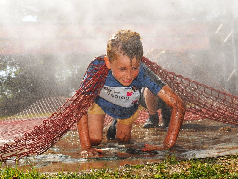Evan Hesketh, 7, of Normanton taking on the Pretty Muddy Kids Race For Life.