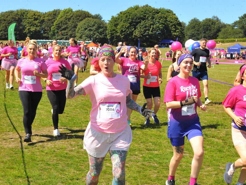 Runners set off in the Pretty Muddy Race For Life.