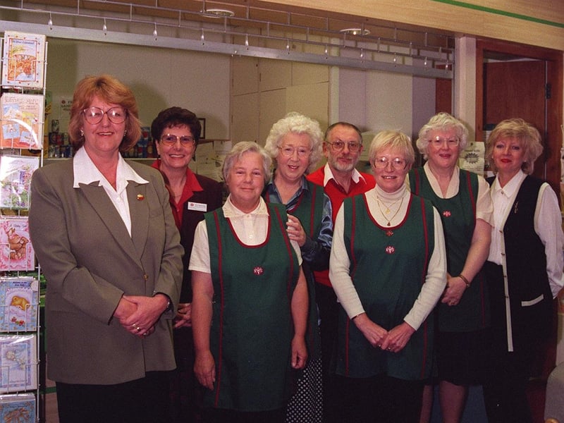 Women's Royal Voluntary Service members who work behind the WRVS tea bar at Weston Park Hospital, Sheffield, in 1998