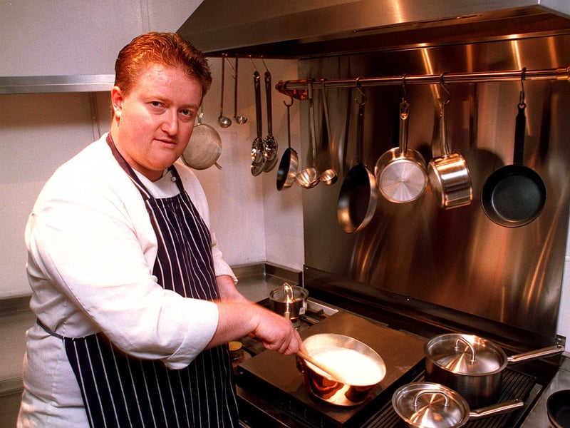 Chef Richard Smith at his stove in the new open plan restaurant at Smith's of Sheffield, Sandygate Road, Sheffield, in 1997