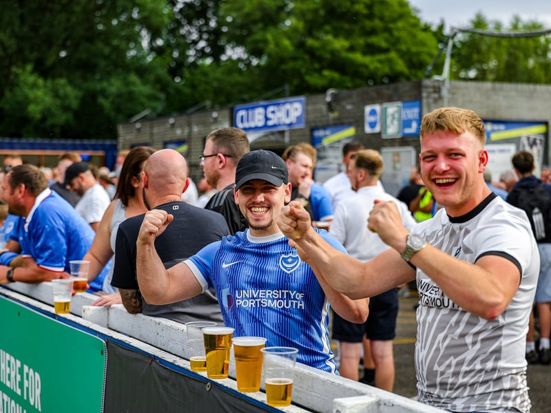 Pompey fans watched on at the Saunders Transport Community Stadium as the Blues continued their pre-season schedule against Farnborough. 