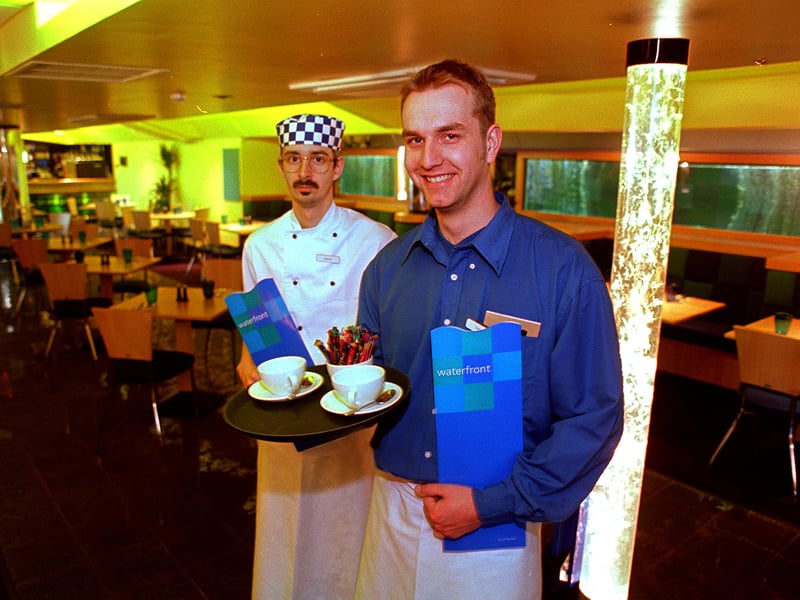 The Waterfront Restaurant at the Virgin Megaplex, Broughton Lane, Sheffield, where Chef David Warvell and restaurant supervisor David Britner are seen in 1998