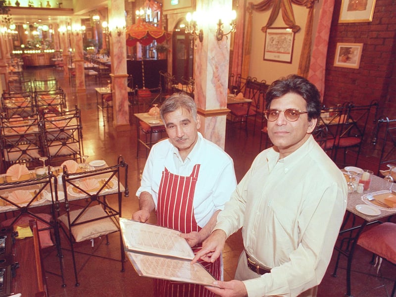 Chef Barkat Ali, and Raja Khalil pictured at the Seven Spices Balti, Mayfair Court, West Bar Green, Sheffield, in November 1999