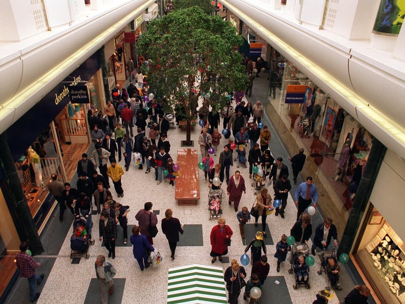 Shoppers in the mall when it opened to the public for the first time in March 1997.