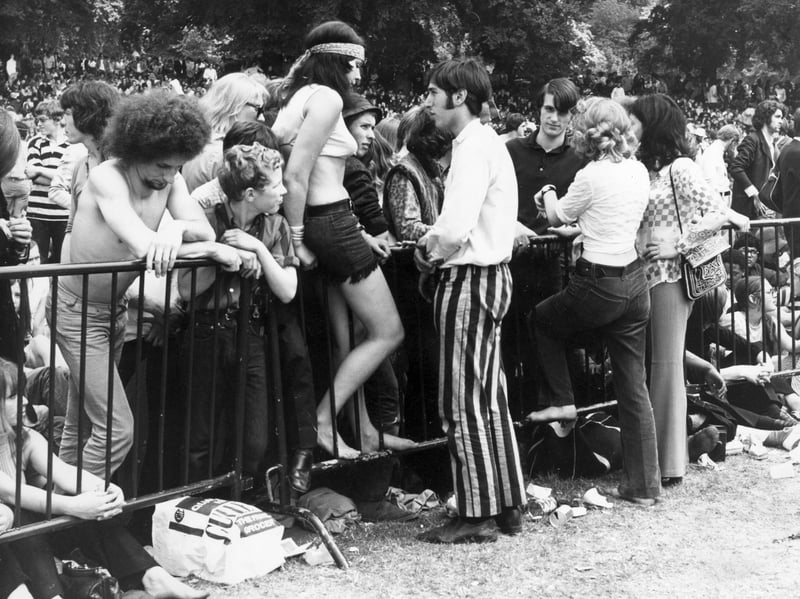 A section of the 250,000 strong crowd gathered in Hyde Park, London, for a free concert by British rock group the Rolling Stones on July 5, 1969