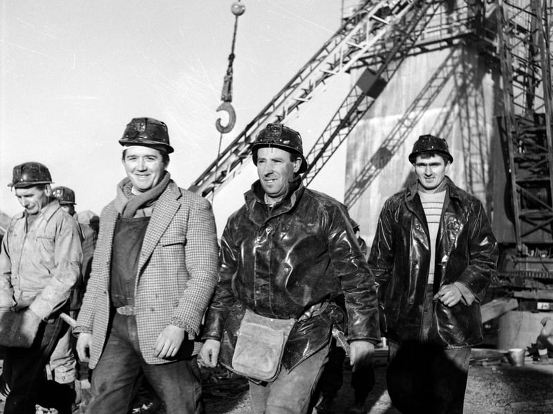Workers involved in building the Forth Road Bridge pictured in 1960, four years before it opened