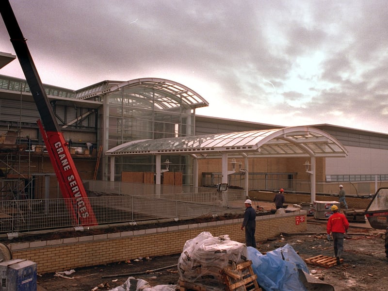 The main entrance nears completion in January 1997.