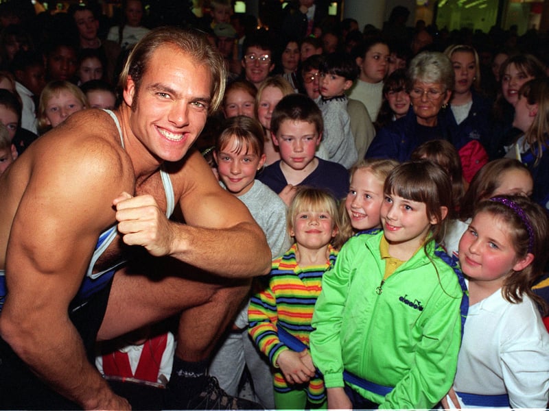 Gladiator Hunter was on hand to launch the switch to 10pm festive late opening in November 1997.