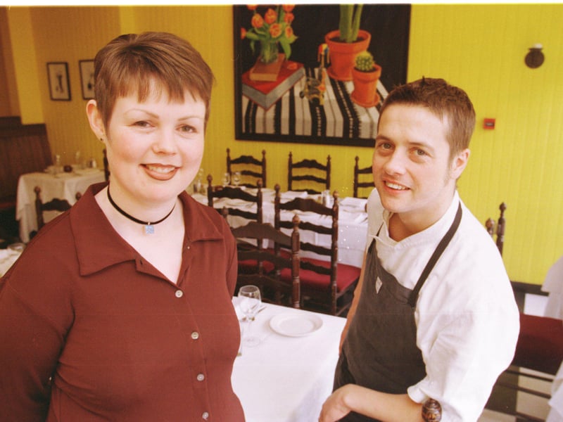 Manager Lara Kearney and chef John Rutter pictured at The Marque restaurant in 1999