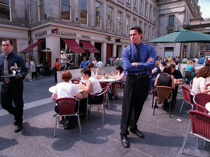 Tony Conetta outside Di Maggio's restaurant, Glasgow, in 1999