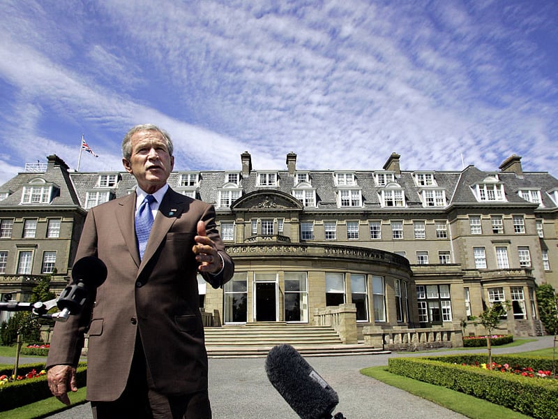 George W. Bush arrived in Scotland in 2005, when he attended the G8 summit at Gleneagles in 2005. During the visit the President collided with a Scottish police officer while cycling around the hotel grounds. He sustained scrapes and bruises, but that didn't stop him from managing to play a few holes of golf between meetings.