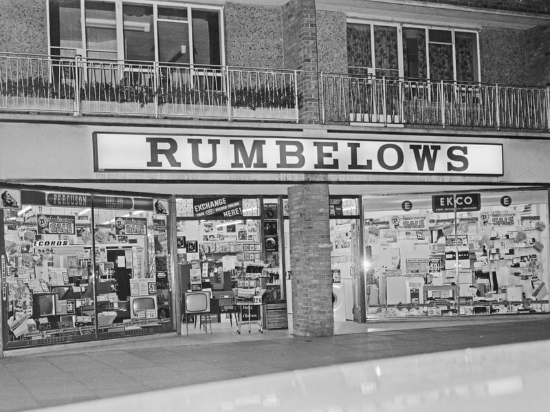 The electronics firm Rumbelows was founded in 1949 and at its peak had around 350 shops across the UK. It was sold in 1989 to Radio Rentals and in 1995 the remaining shops closed.