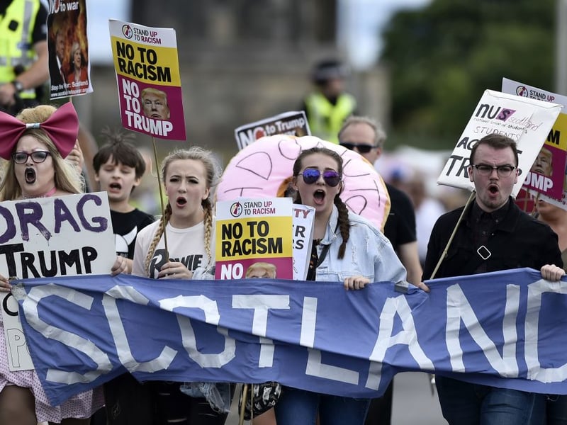 Thousands attended the Scotland United Against Trump Edinburgh rally.