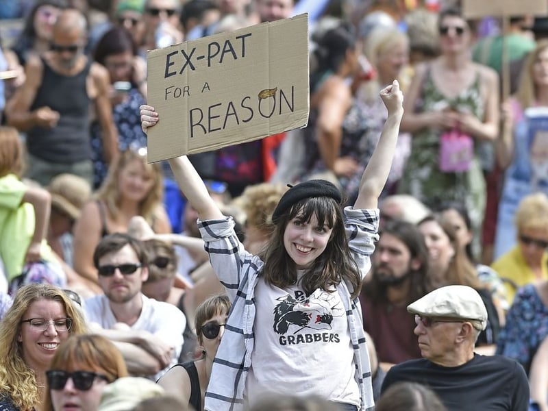 An American taking part in the protests.