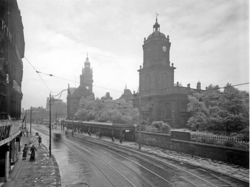 St Paul's Church, on Pinstone Street, Sheffield, before it was demolished in 1938 to make space for the Peace Gardens, originally known as St Paul's Gardens