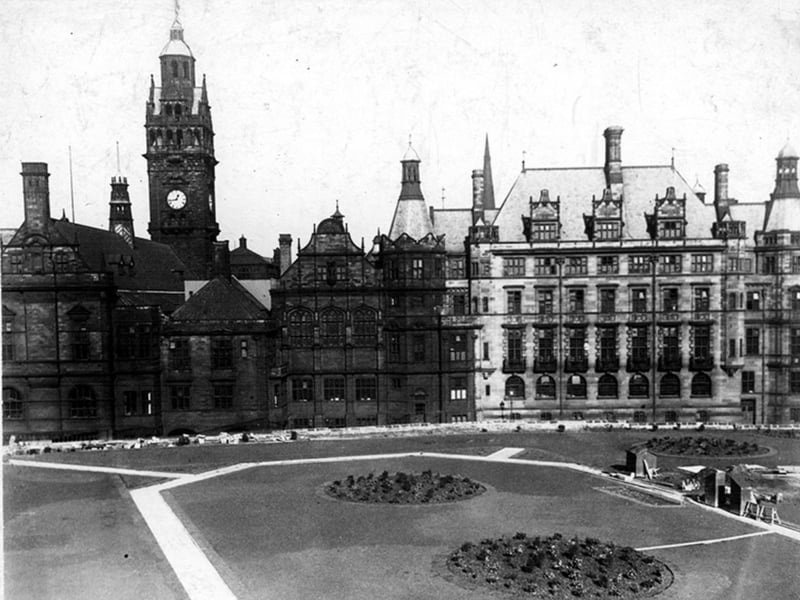 St Paul's Gardens, later known as the Peace Gardens, pictured in February 1939, with Sheffield Town Hall in the background