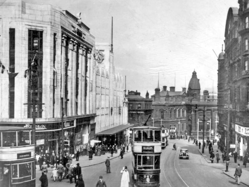 High Street, Sheffield, in 1935, with Burton tailors and C&A on the left