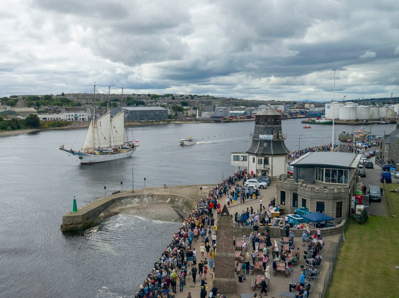 Tall ships leave Aberdeen Harbour on Tuesday, to take part in the Parade of Sail.