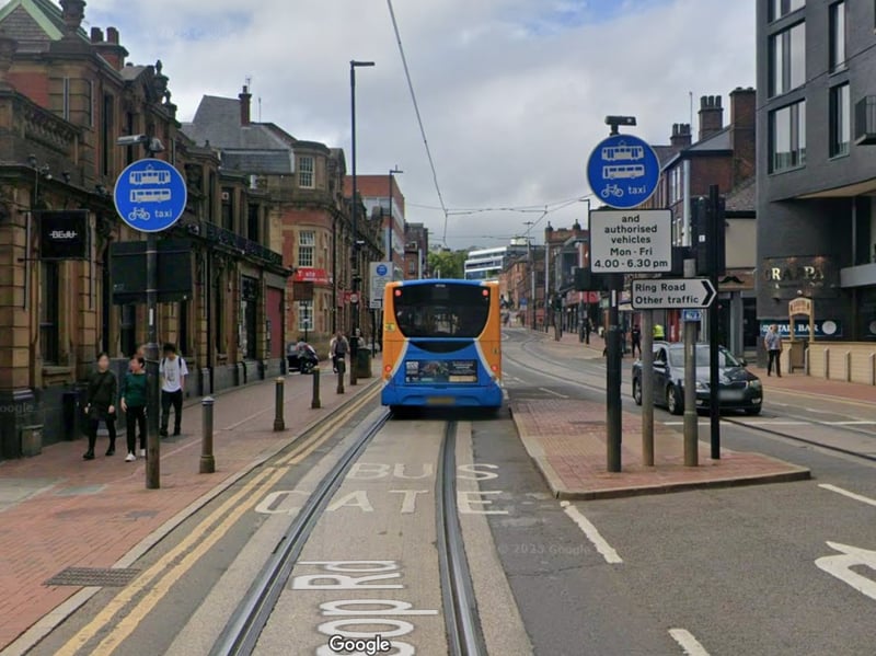 5th: Glossop Road bus gate
Penalty charge notices issued: 5094
Number cancelled: 177
Value of fines issued: £258,985.00
Amount paid: £178,922.96
Google