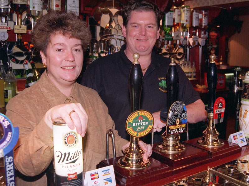 Landlord John and wife Lesley Walker at The High House pub, Moorgate Street, Rotherham, in 1997