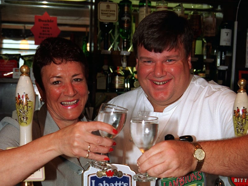 Kevin Godbeher and Karen, of the New Norfolk Arms, Hollow Meadows, in 1997