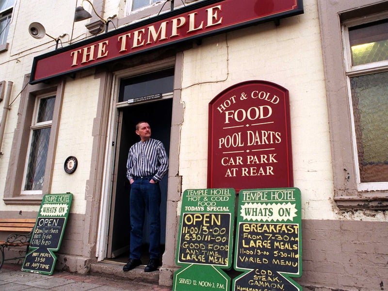 Peter Youle, landlord of The Temple pub on Sheffield Road, Templeborough, Rotherham, in 1999