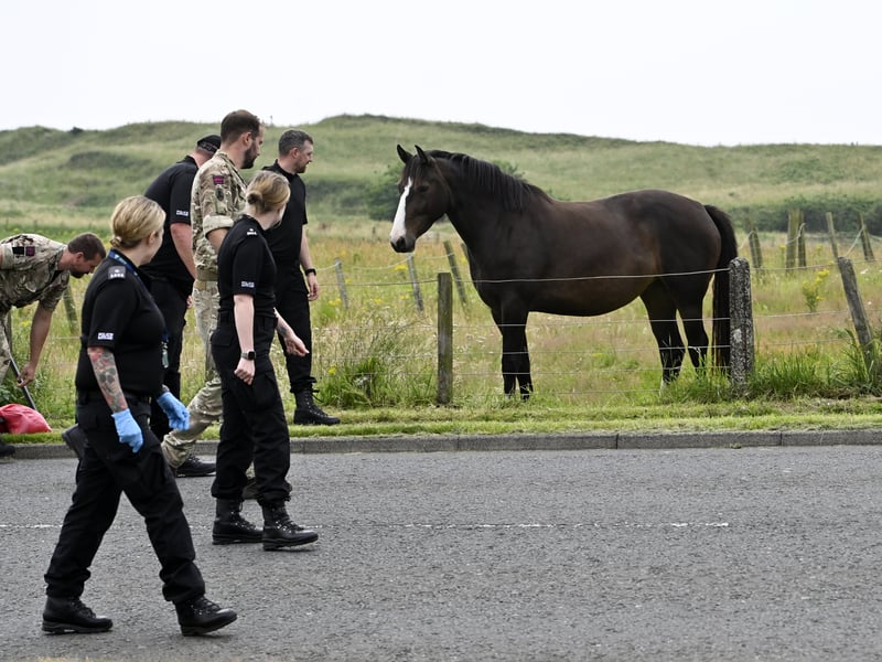 Police and army at Turnberry in South Ayrshire ahead of Trump's visit.