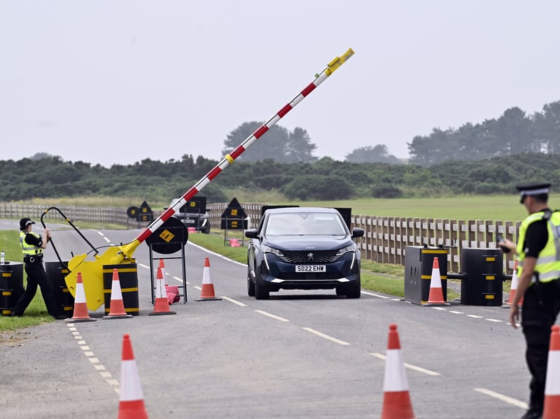 The road block is just one of a number of security measures in place ahead of Trump's visit.