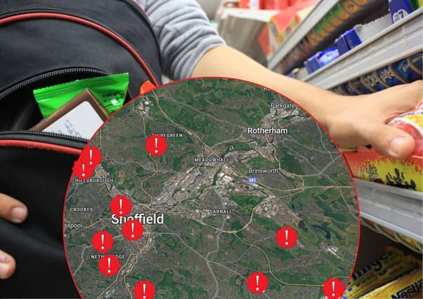 The streets pictured here are the worst in Sheffield for shoplifting