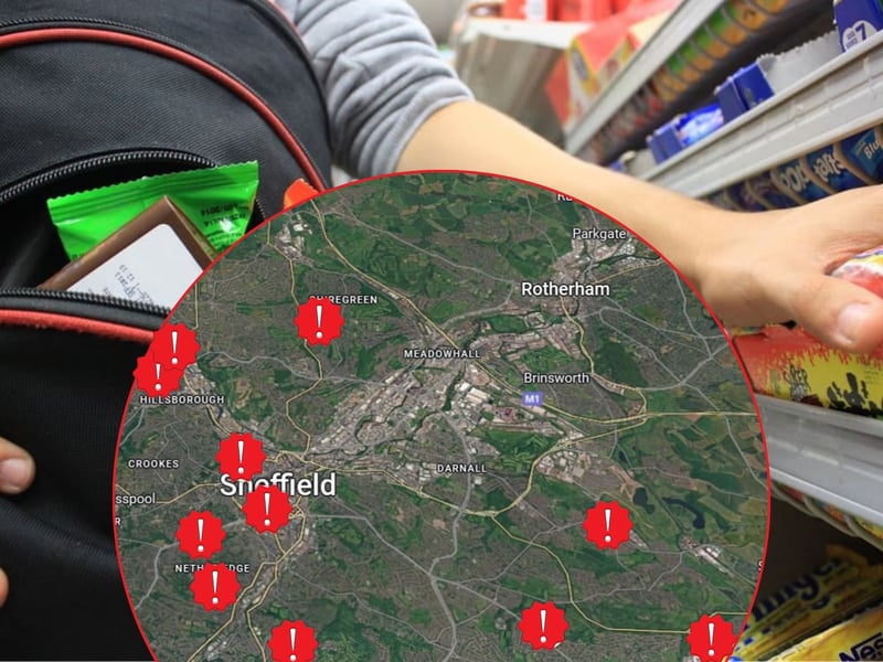 The streets pictured here are the worst in Sheffield for shoplifting