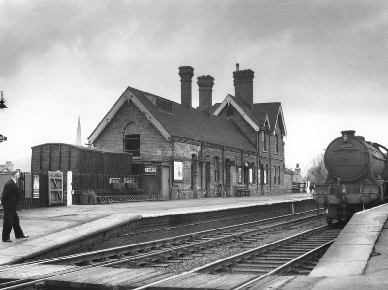 Gedling station on the Great Northern Railway in Nottinghamshire pictured in around 1960, shortly before it closed