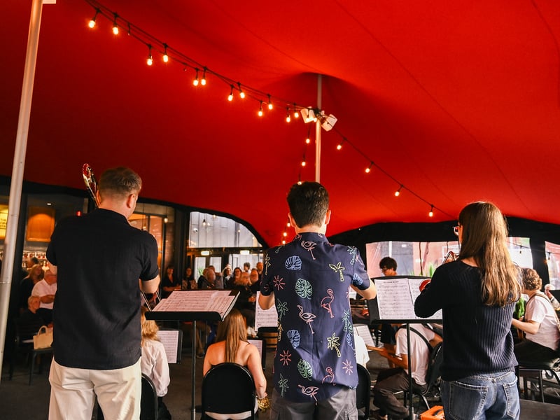 Jambone kicked the top music off early performing in the Fire Side outdoor space behind The Fire Station.