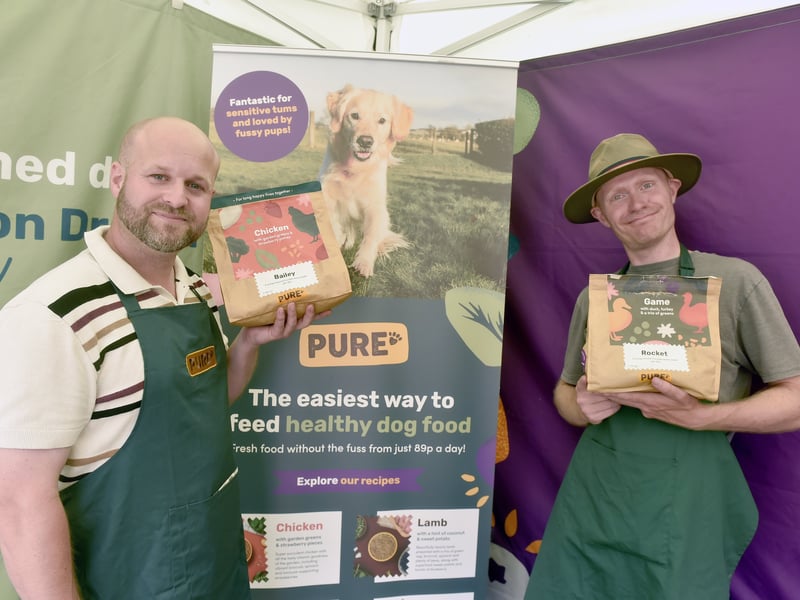 Pictured is: (l-r) Andrew Baker, training manager and John Kitson, brand ambassador for Pure Pet Food.
Picture: Sarah Standing (250725-7433)
