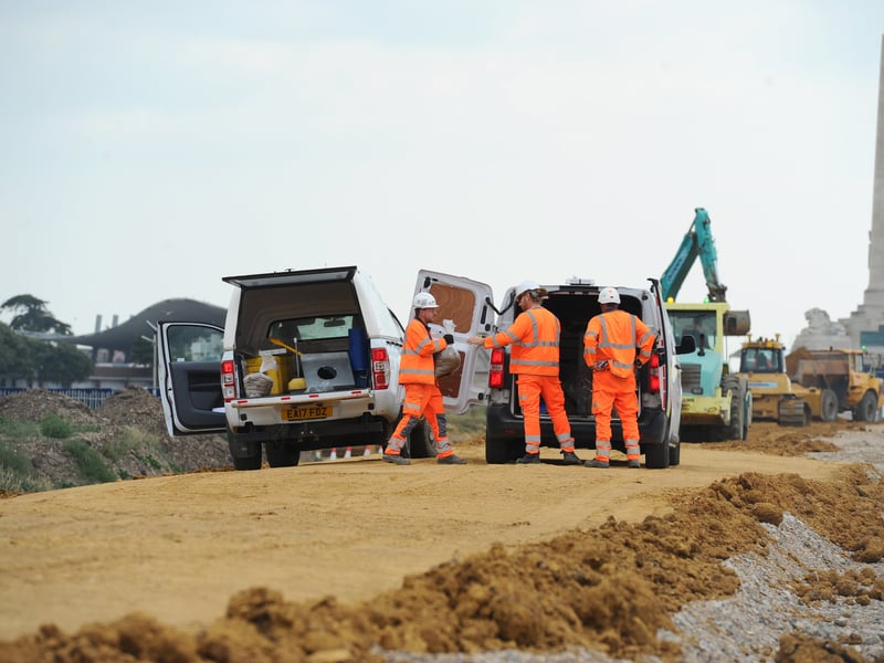 When complete the new raised road will be level with the Portsmouth Naval Memorial. A slightly different kind of road surface will also be installed directly in front of it.
Picture: Sarah Standing (240725-808)