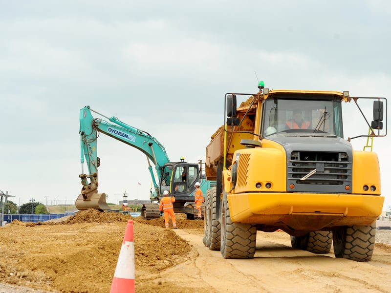 Ongoing works to create a new road and cycle lanes.
Picture: Sarah Standing (240725-875)