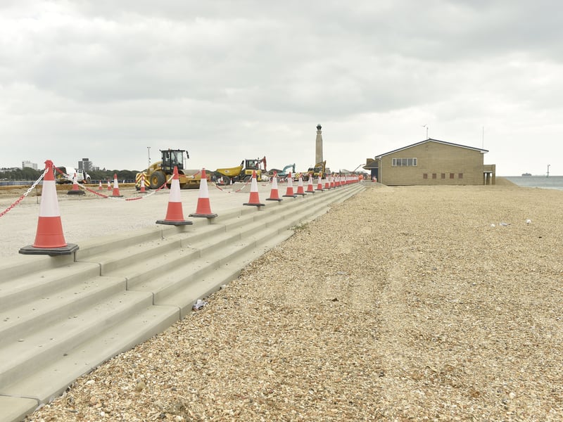 The promenade has been raised, with stepped access to the beach area between Hovertravel and Southsea Rowing Club.
Picture: Sarah Standing (240725-7198)