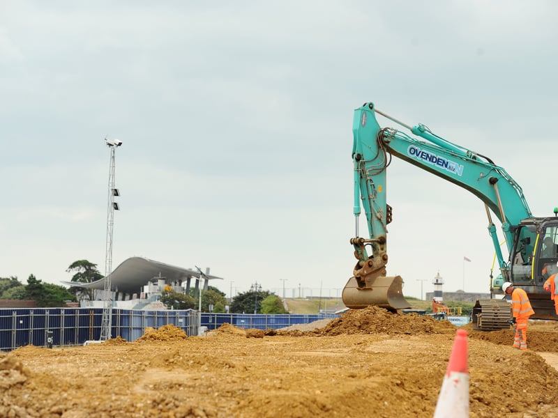 Ongoing work to create a new road and a new embankment in front of Southsea Common as park of the sea defence works.
Picture: Sarah Standing (240725-877)