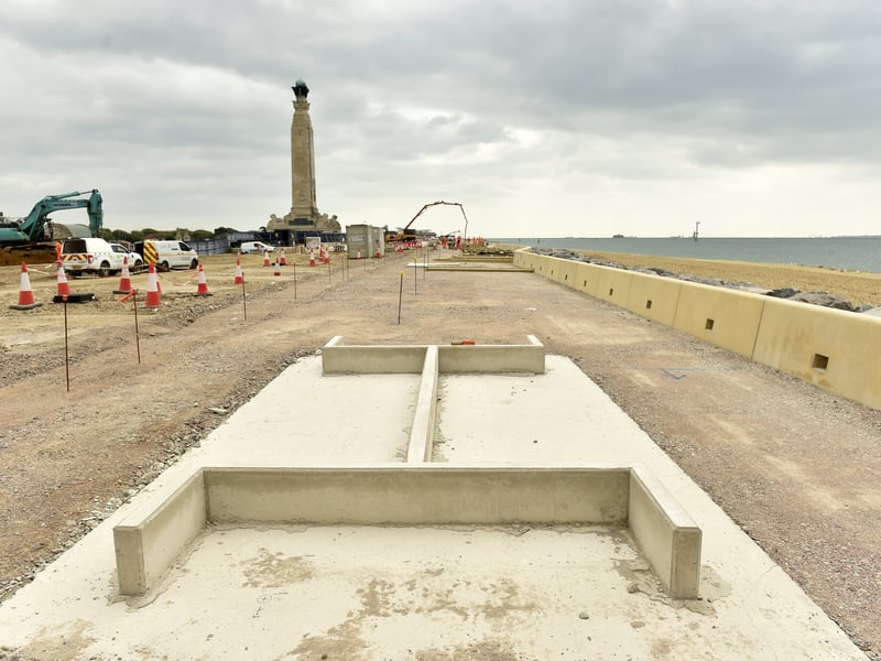 The base has been created for the iconic yellow shelters which will also return to the promenade.
Picture: Sarah Standing (240725-7222)