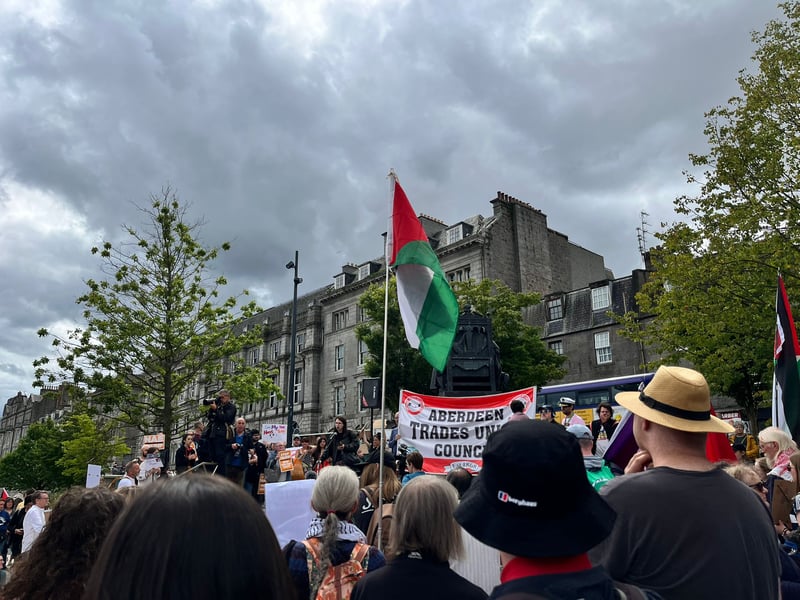 There were many Palestine flags at the protests.