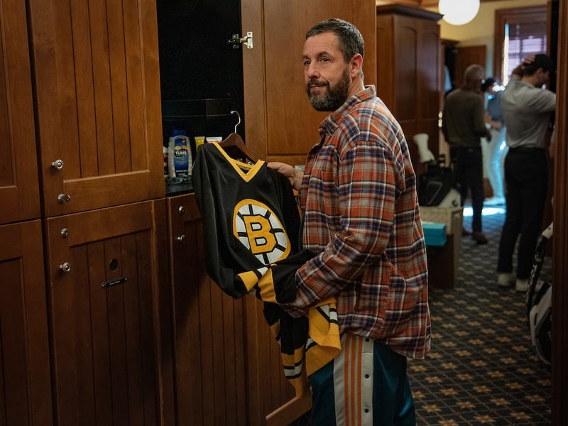 Chris Farley’s son John (not pictured) is apparently in this film. I have no idea who he is and who Nate is supposed to have been. (Pictured is Adam Sandler as Happy Gilmore). 