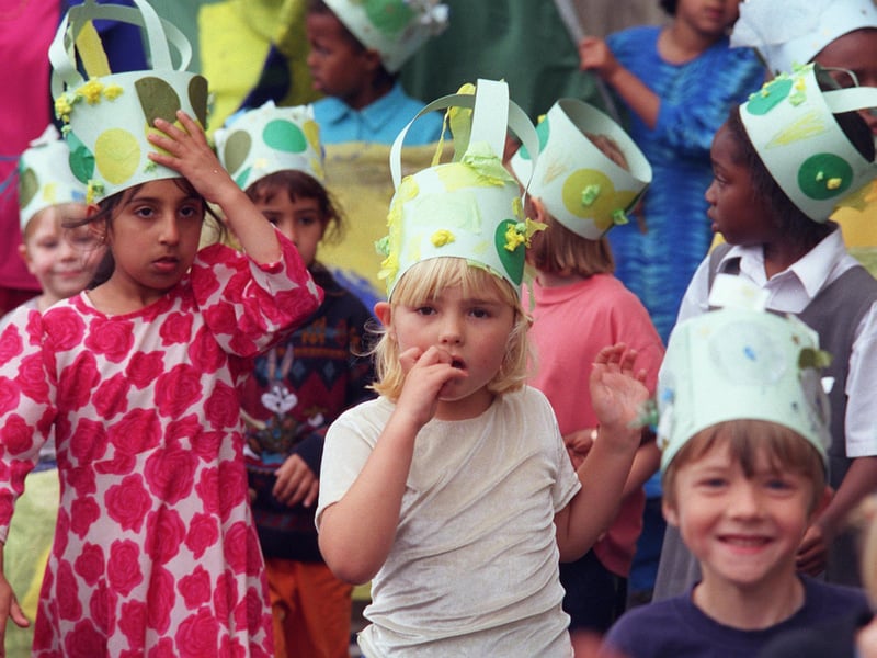 Children in costume for the carnival at Pye Bank School, Sheffield, in July 1999