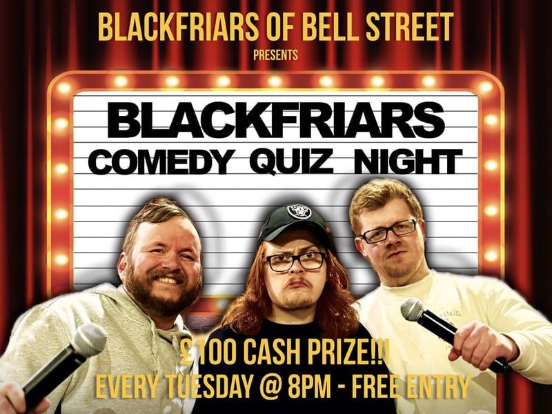 The weekly quiz night at Blackfriars is a little different from your usual trivia challnge - hosted by comedy trio Paddy Linton, Jack Traynor and Peter Bell. The focus is more on having a laugh that checking your general knowledge. There's a cash prize up for grabs, along with a booby prize and a meal for four. It's free to enter but booking is essential due to its popularity. Things get started at 8pm.