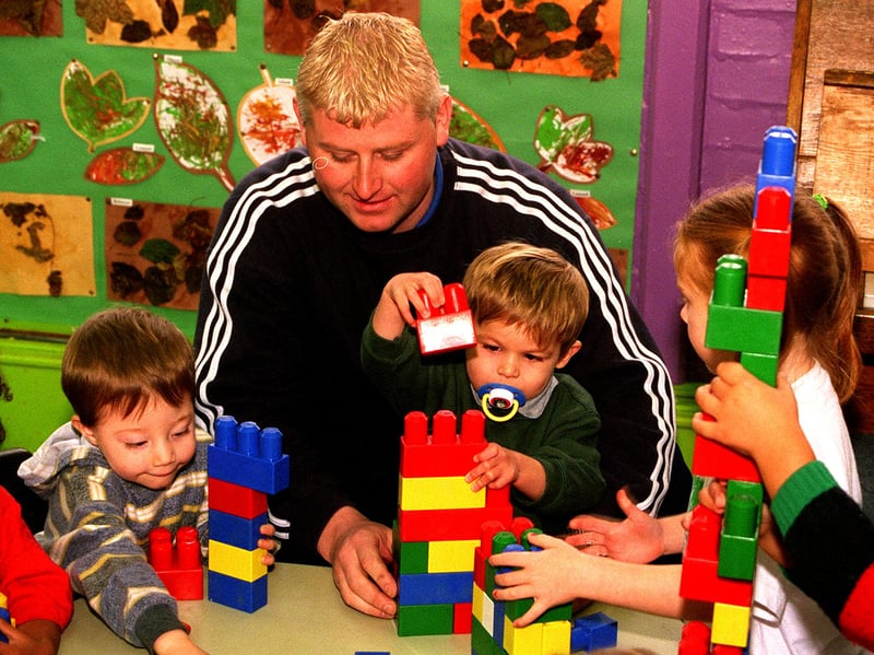 Youngsters with Patrick Meleady at Sheffield Children's Centre, Shoreham Street, in 1998