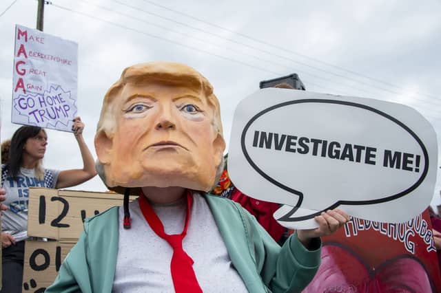 Following demonstrations in Aberdeen city centre on Saturday, protestors gathered in Balmedie as US President Donald Trump visited his golf course at Menie.